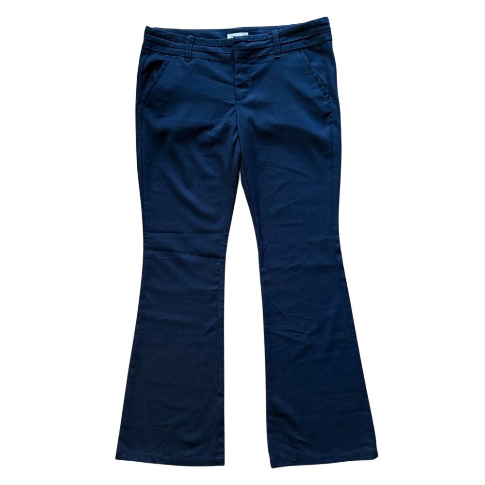 American Eagle Outfitters Navy Blue Flare Leg Stretch Trousers Size 8 Y2K Office